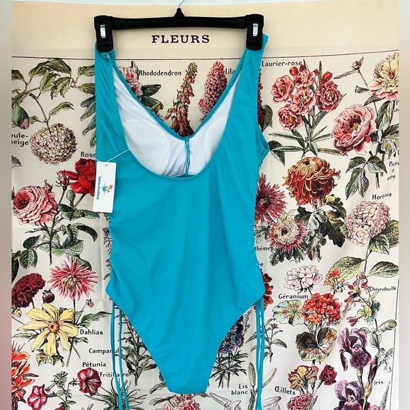 COPY - Beachsissi one piece teal swimsuit. NWT. Size L. Gathered sides with tie… - Picture 4 of 9